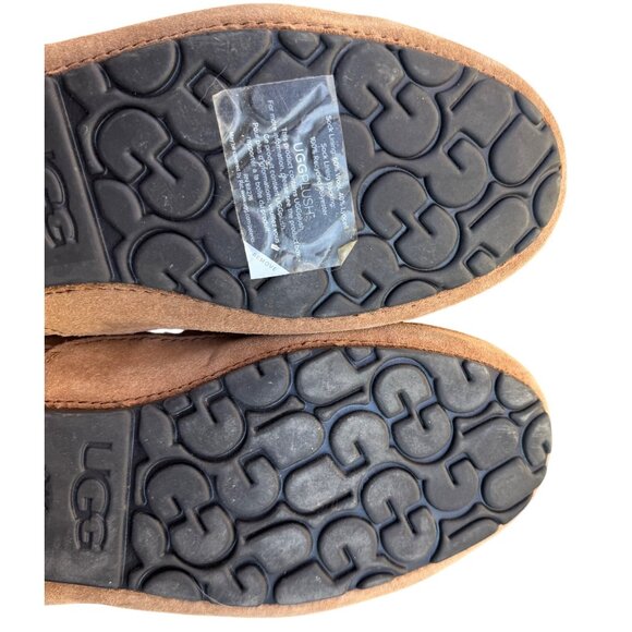 UGG Alder Mens Chestnut Slippers Size 10 Sheepskin Lined Suede Moccasin - Picture 8 of 9
